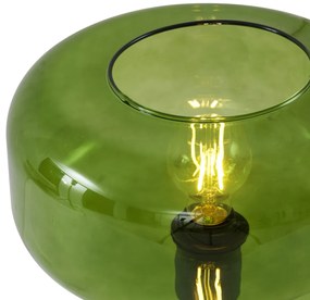 Lampă de masă retro neagră cu sticlă verde - Bizle