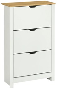HOMCOM Raft pentru pantofi cu 3 compartimente, capacitate 18 perechi, 72x26x112 cm, alb + maro | Aosom Romania
