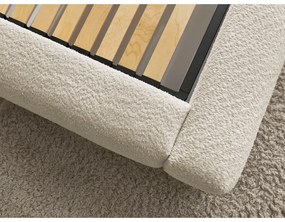 Pat matrimonial bej tapițat cu spațiu de depozitare cu somieră 180x200 cm Orlane – Bobochic Paris