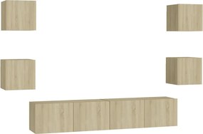 vidaXL Set de dulapuri TV, 6 piese, stejar sonoma, lemn prelucrat
