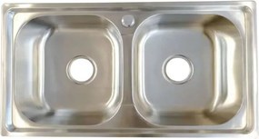 Chiuveta inox Inter Ceramic cu doua cuve fara picurator finisaj inox satinat 76x41 cm
