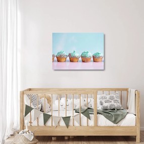 Tablou pe sticlă cu cupcakes (70x50 cm)
