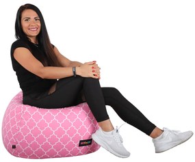 Fotoliu tip sac, roz/alb cu model, GOMBY