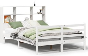 vidaXL Cadru de pat fără saltea, alb, 120x200 cm, lemn masiv pin