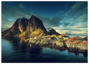 Tablou cu sat de pescari din Norvegia (70x50 cm)