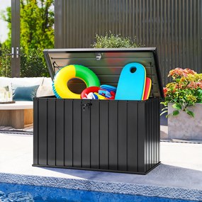 Outsunny Ladă de Depozitare Exterior 400L din Oțel Zincat, cu Încuietoare și 2 Chei, 124 x 66 x 72 cm, Negru | Aosom Romania