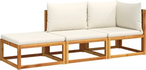 vidaXL Set canapele de grădină 3 piese cu perne din lemn de salcâm și ratan