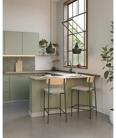 Scaune de bar negre/taupe 2 buc. (înălțime șezut 66 cm) Adriana – Marckeric