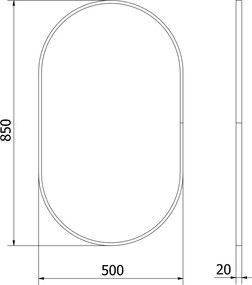 Mexen Loft oglindă de baie ovală 85 x 50 cm, ramă neagră - 9851-085-050-000-70