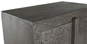 Dulap, gri, din lemn masiv sculptat, Arvane