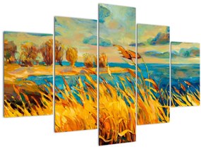 Tablou - Apus de soare peste lac, pictură acrilică (150x105 cm)