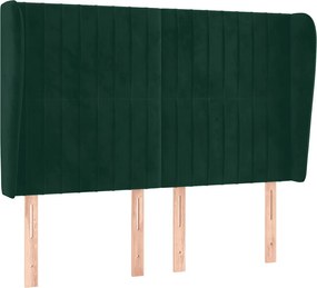 vidaXL Tăblie pat cu aripioare verde închis 147x23x118/128 cm catifea
