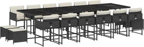 vidaXL Set mobilier de grădină cu perne, 17 piese, negru, poliratan