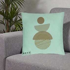 Perna Decorativa Geometric Boho Forme Terracotta, 40x40 cm, Verde Menta, Husa Detasabila, Perna Inclusa, BEKZ®