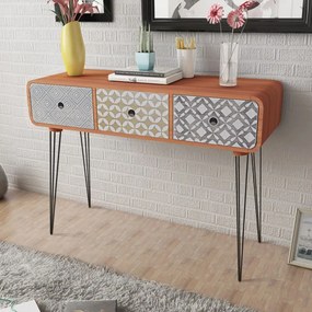 242240 vidaXL Masă consolă cu 3 sertare, maro