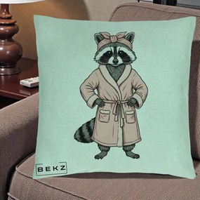 Perna Decorativa Albinuta Kawaii Vesela, 40x40 cm, Verde Menta, Husa Detasabila, Perna Inclusa, BEKZ®