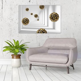 Tablou abstract cu mingi de fotbal (90x60 cm)