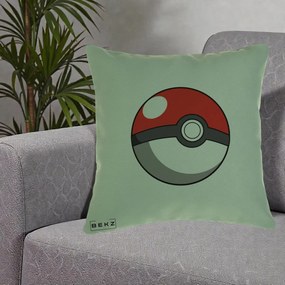 Perna Personalizata Pokeball Rosie, 40x40 cm, Verde, Husa Detasabila, Perna Inclusa, BEKZ®