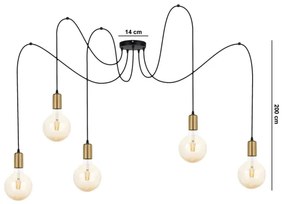 Lustră pe cablu MIROS 5xE27/60W/230V neagră/aurie