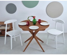 Masă de dining rotundă extensibilă cu aspect de lemn de stejar cu blat suplimentar ø 90 cm Jubi – Ragaba