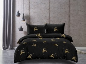 Lenjerie de pat din microfibra neagra GOLDEN DEER Dimensiune lenjerie de pat: 2 buc 70 x 90 cm | 200 x 220 cm