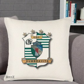 Perna Personalizata CSC Dumbravita Fotbal, 40x40 cm, Crem Reliefat, Husa Detasabila, Perna Inclusa, BEKZ®