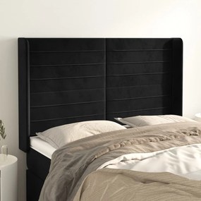 3119770 vidaXL Tăblie de pat cu aripioare, negru, 147x16x118/128 cm, catifea