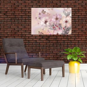 Tablou - Colaj de artă cu fluturi (90x60 cm)