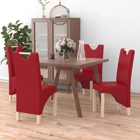 3080192 vidaXL Scaune de sufragerie, 4 buc., roșu vin, piele ecologică