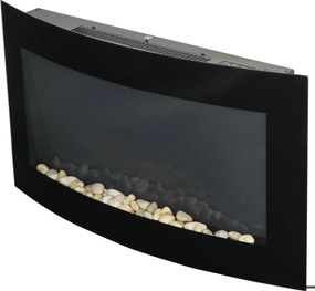 HOMCOM Șemineu Electric Încorporat cu Lumină LED în 7 Culori, Temperatură 15-30°C și Telecomandă, 89,2x13,5x48 cm, Negru | Aosom Romania
