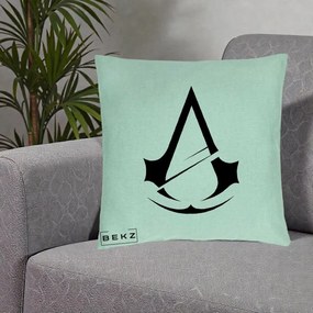 Perna Personalizata Assassin's Creed Minimalist, 40x40 cm, Verde Menta, Husa Detasabila, Perna Inclusa, BEKZ®