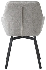 Scaun de sufragerie gri deschis cu cotiere tapițat Alma – Unique Furniture