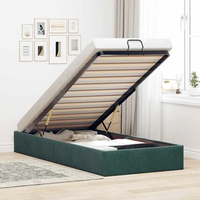 vidaXL Cadru de pat otoman fără saltea verde închis 90x200 cm catifea
