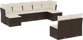vidaXL Set canapele de grădină cu perne, 9 piese, maro, poliratan