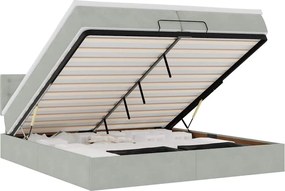 vidaXL Cadru de pat otoman cu saltele Gri deschis 200x200cm catifea