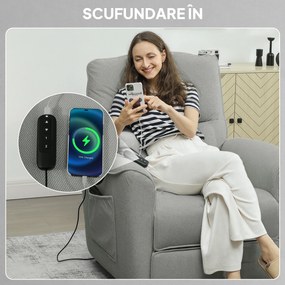 HOMCOM Fotoliu Relaxant Electric cu Masaj și Încălzire, Silențios, Reclinabil 150° în Cinilie cu Pernă, Funcție de Memorare, 2 Telecomenzi, Suport pentru Picioare, Pentru Living sau Birou, Gri Închis | Aosom Romania