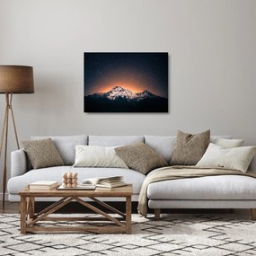 Tablou pe sticlă cu cerul nocturn cu munți (70x50 cm)