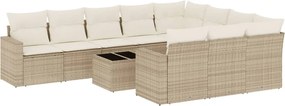 vidaXL Set canapele de grădină cu perne, 11 piese, bej, poliratan