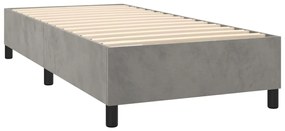 Pat box spring cu saltea, gri deschis, 90x190 cm, catifea Gri deschis, 90 x 190 cm, Nasturi de tapiterie