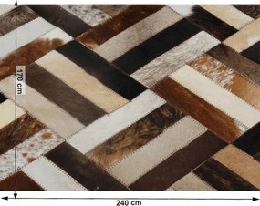 Covor de lux din piele, maro/negru/bej, patchwork, 170x240 , KOŽA TYP 2