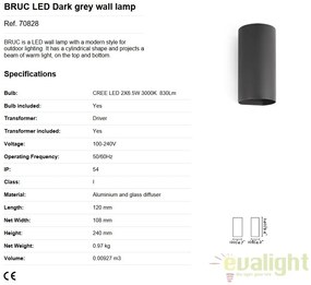 Aplica moderna LED exterior Up/Down IP54 BRUC 70828
