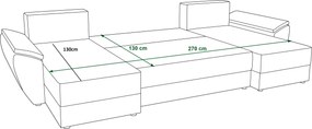 OFERTA Canapea extensibila in forma de U TAVERO 321x140 cm, mustar calitatea II
