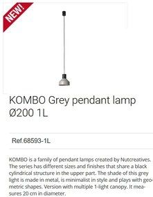 Pendul modern design minimalist KOMBO gri 20cm