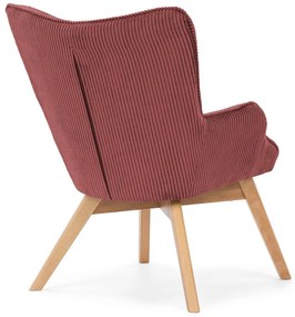 Fotoliu roșu cu tapițerie din catifea reiată Niko – Ropez