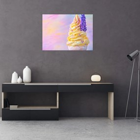 Tablou pe sticlă - Înghețată cu lavandă (70x50 cm)