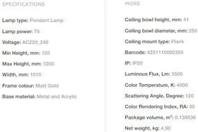 Lustra LED design modern Line auriu mat, 4000K