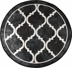 vidaXL Covor lavabil, negru și alb, Ø 120 cm