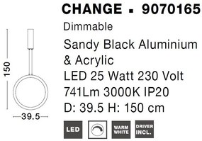 Pendul LED dimabil design modern Change negru 39,5cm