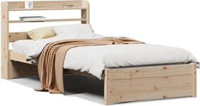 vidaXL Cadru de pat cu tăblie, 75x190 cm, lemn masiv de pin
