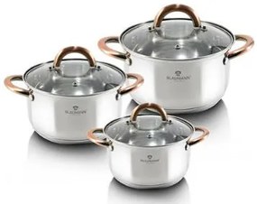 Set oale si tigai otel inoxidabil (6 piese) cu manere Rose Gold (Cupru) Gourmet Line Blaumann BL 3247